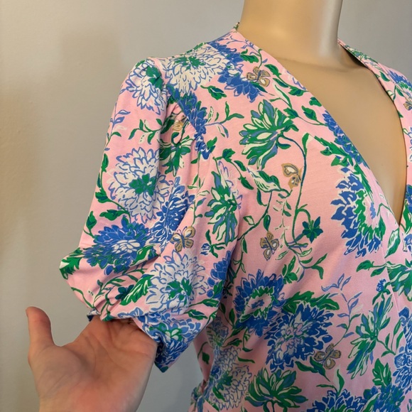 NWOT Lilly Pulitzer Sailynn Short Sleeve Romper Conch Shell Pink Rumor Has It - Picture 4 of 13